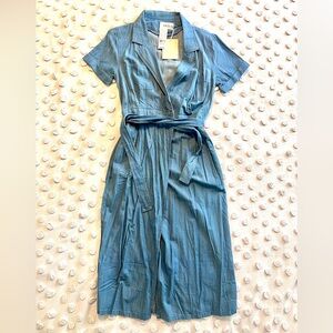 MINKPINK 70s Dream Shirt Denim Blue Midi Dress